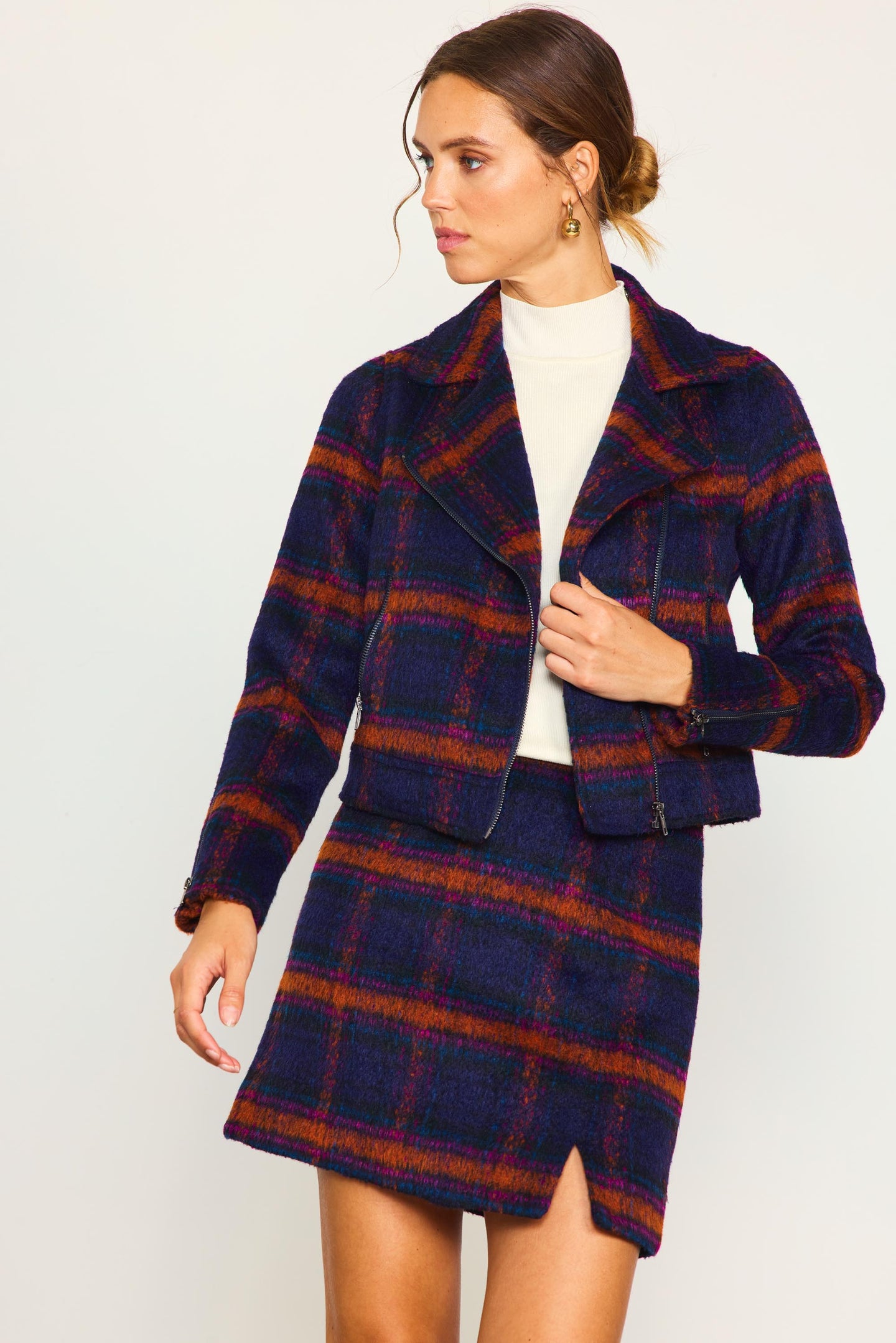 Plaid Moto Jacket