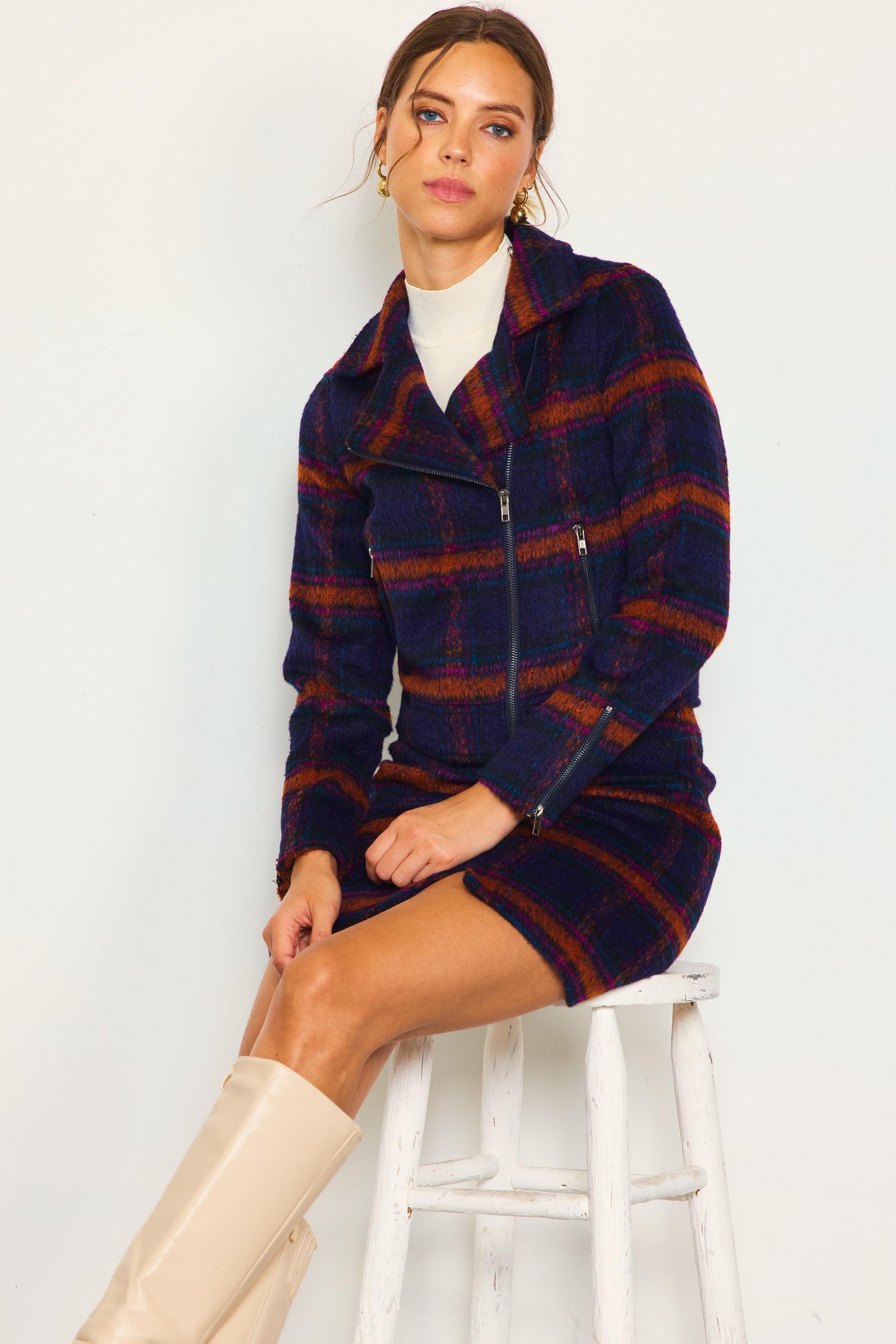 Plaid Moto Jacket