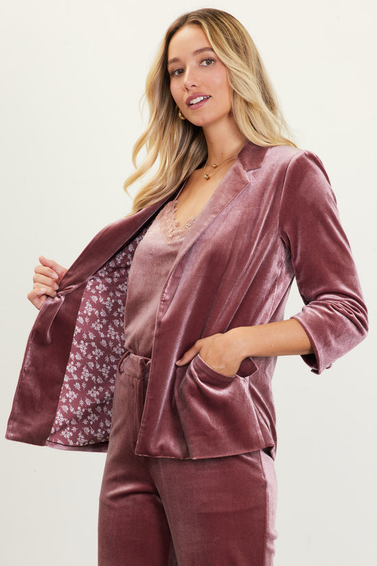 Ruched Velvet Blazer