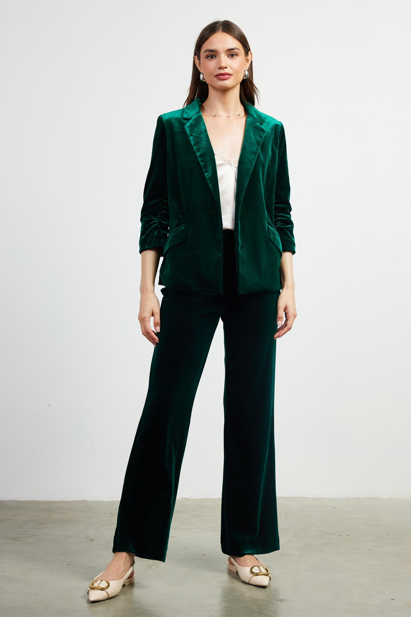 Ruched Velvet Blazer