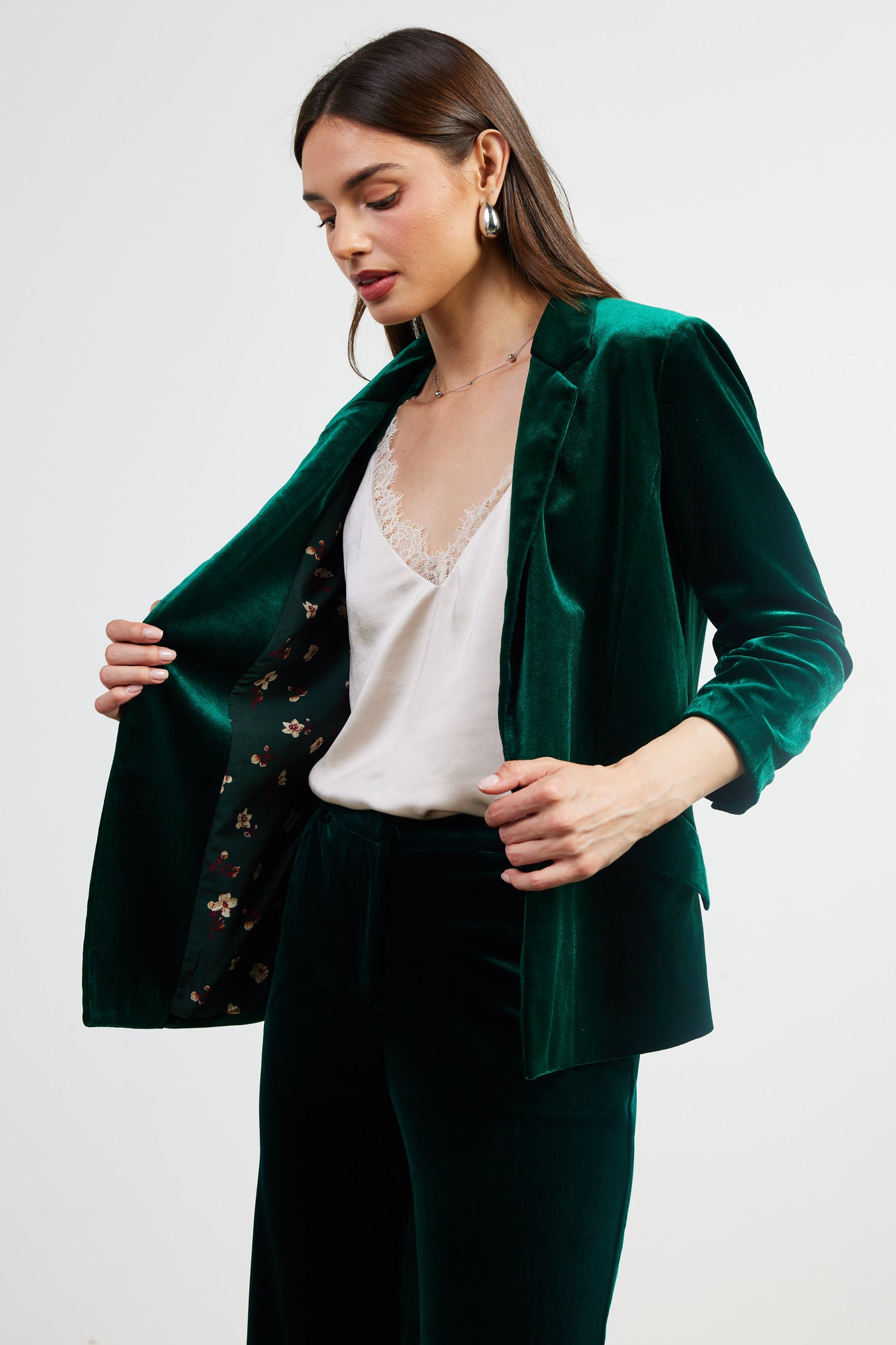 Ruched Velvet Blazer