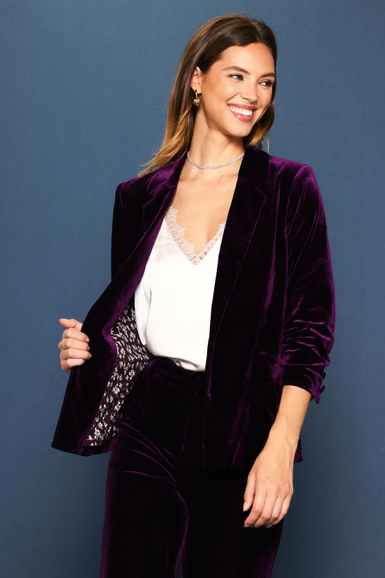 Ruched Velvet Blazer