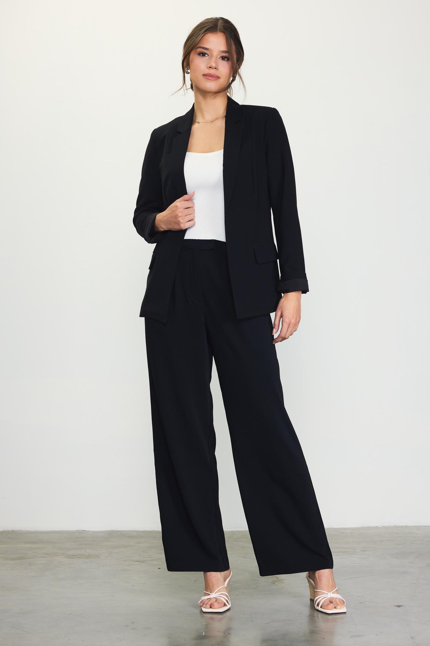 Pintuck Wide Leg Trousers