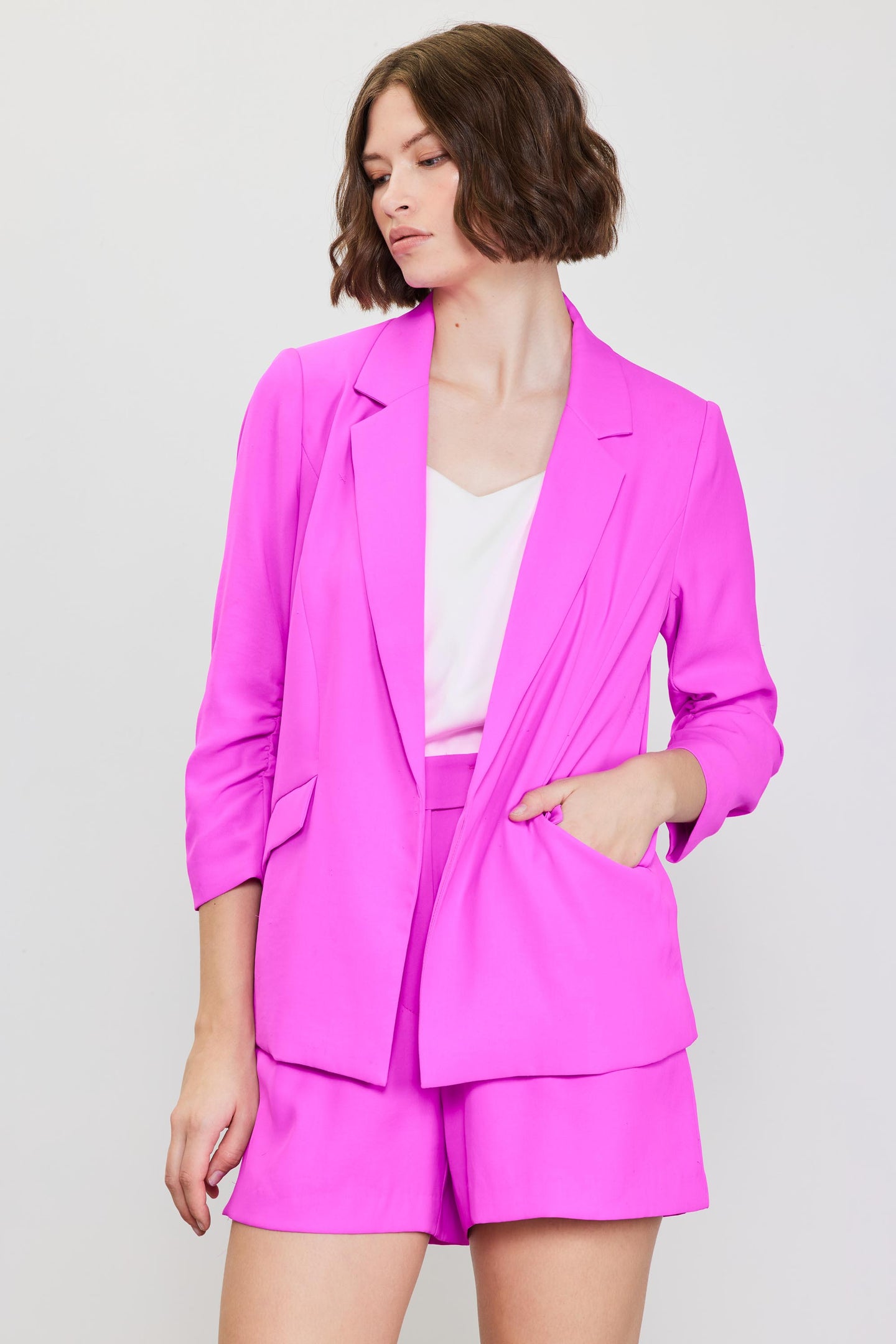 Recycled Shirred Sleeve Blazer