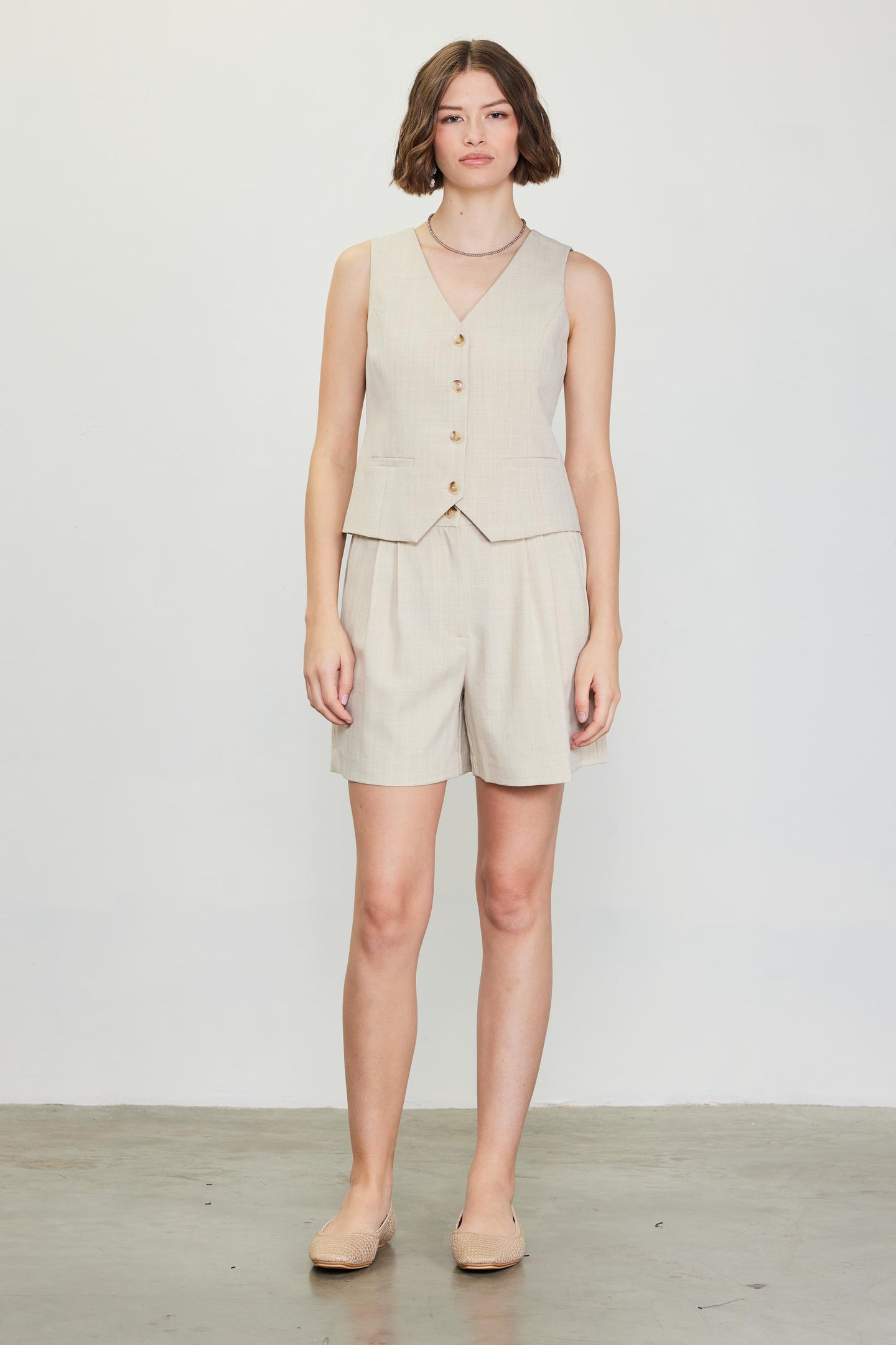 Mélange Pleated Shorts