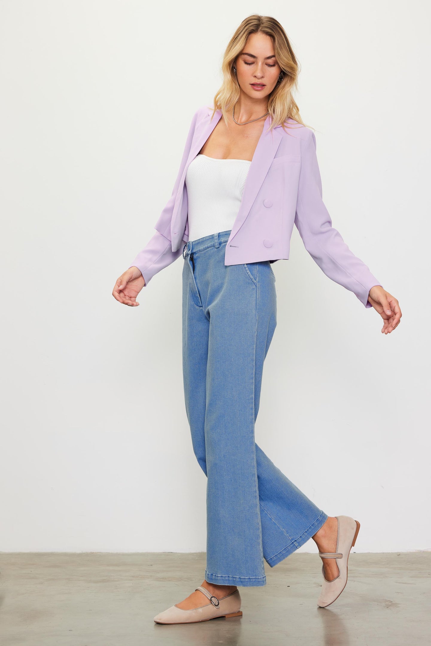 Double Breasted Crop Blazer