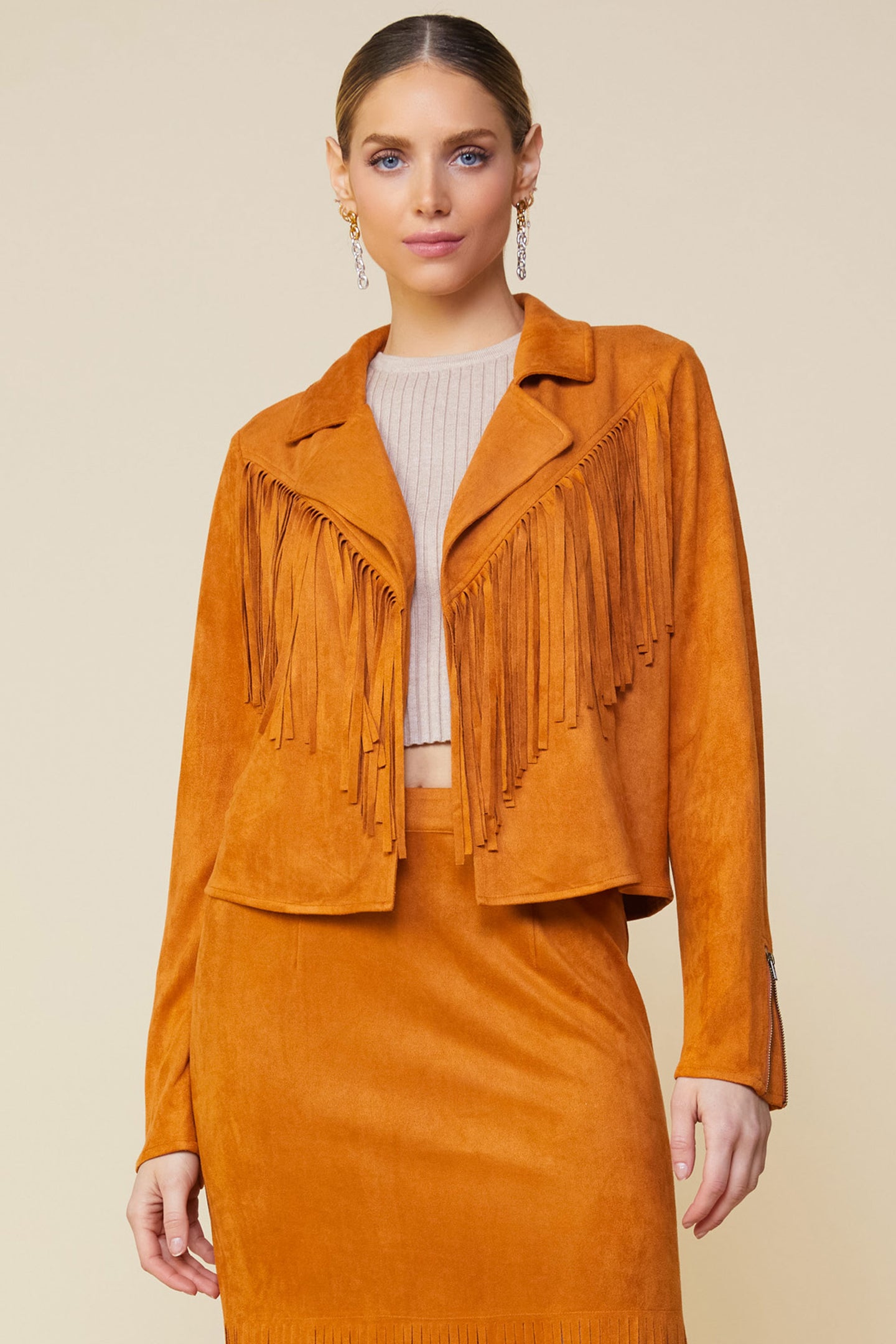 Faux Leather Fringe Jacket