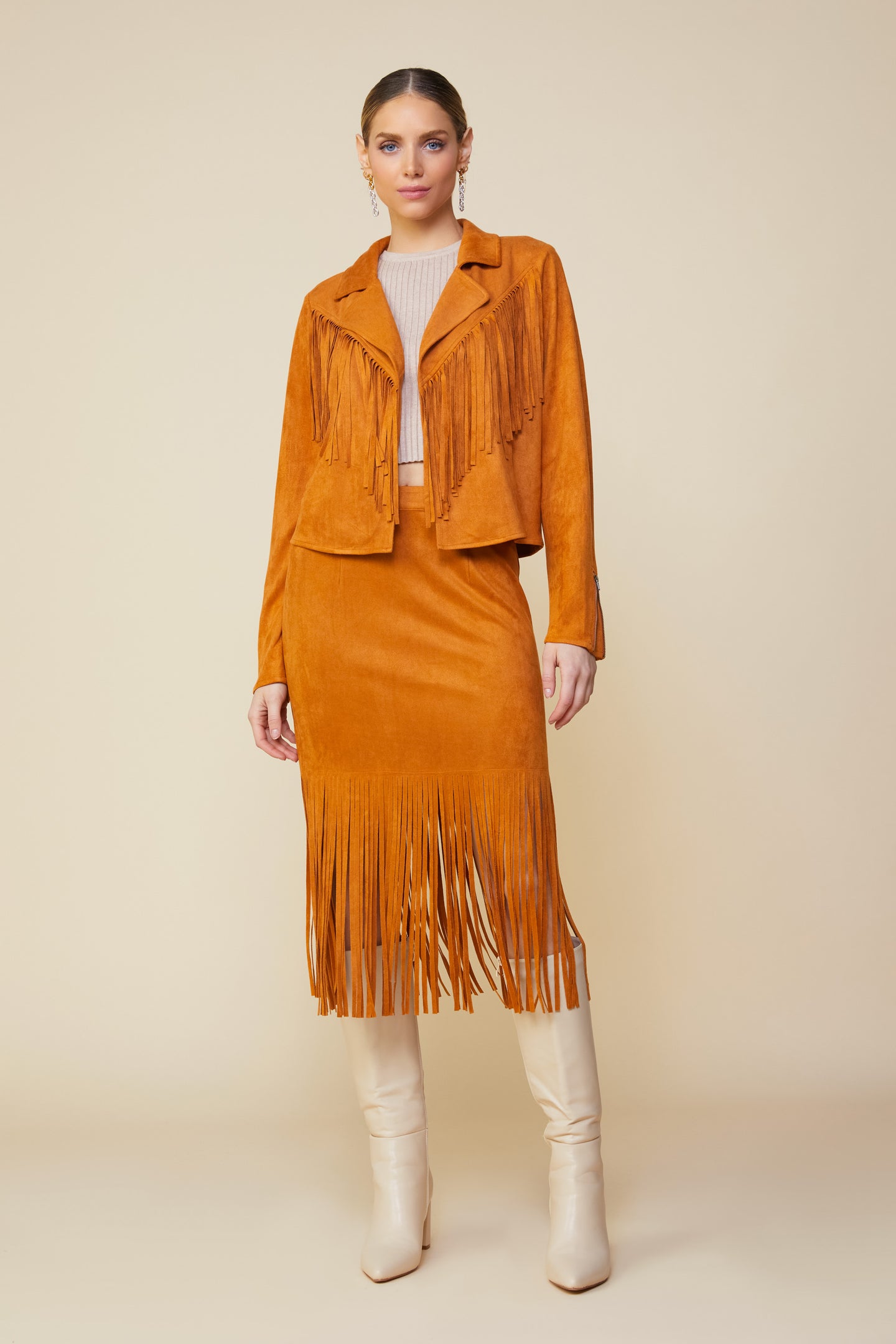 Faux Leather Fringe Jacket