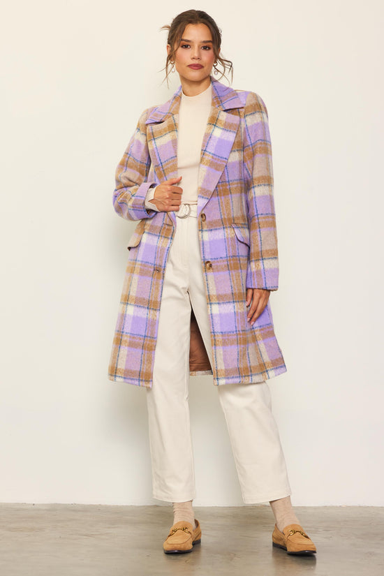 Knee Length Plaid Coat