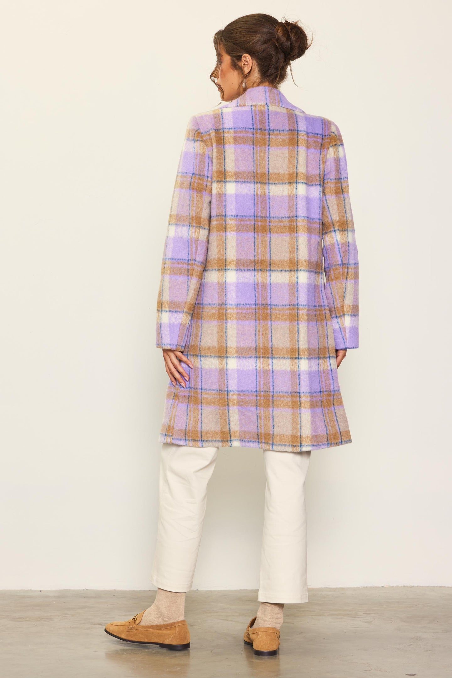 Knee Length Plaid Coat