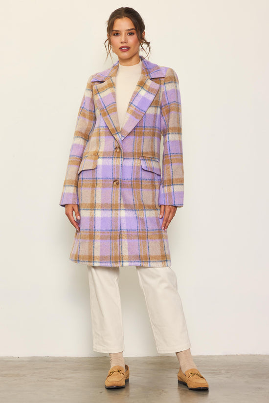 Knee Length Plaid Coat