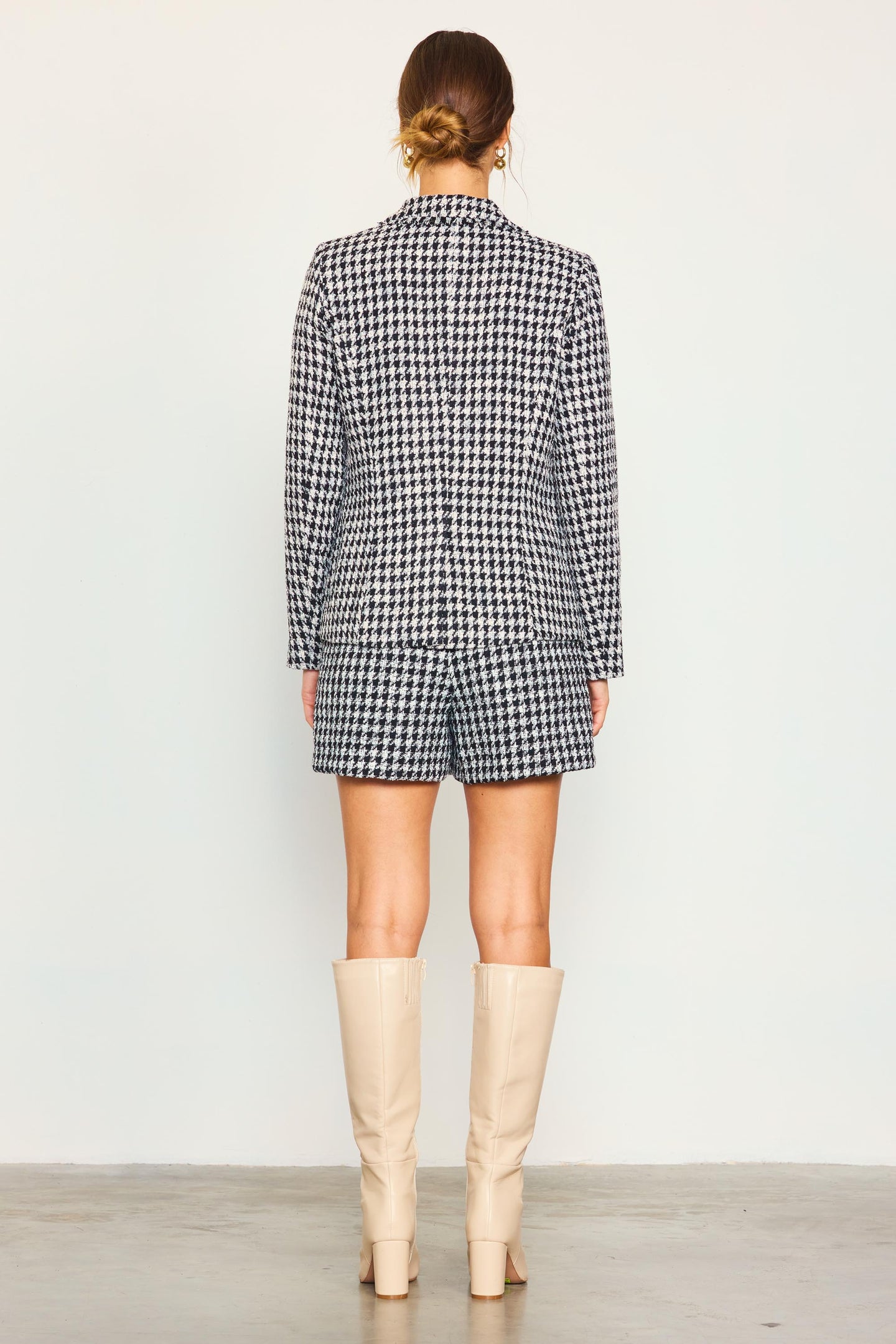 Fringed Houndstooth Blazer