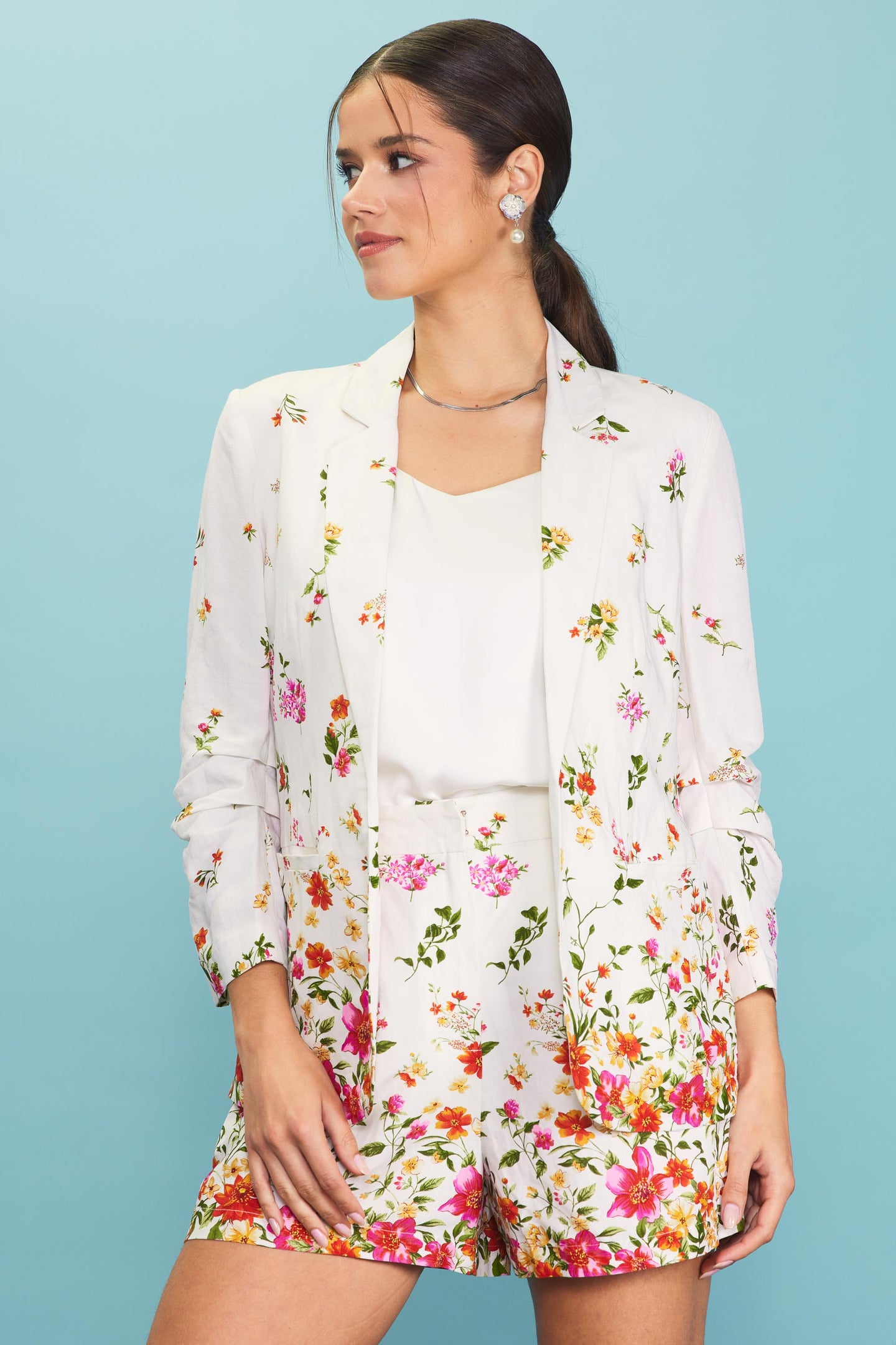 Floral Motif Print Blazer