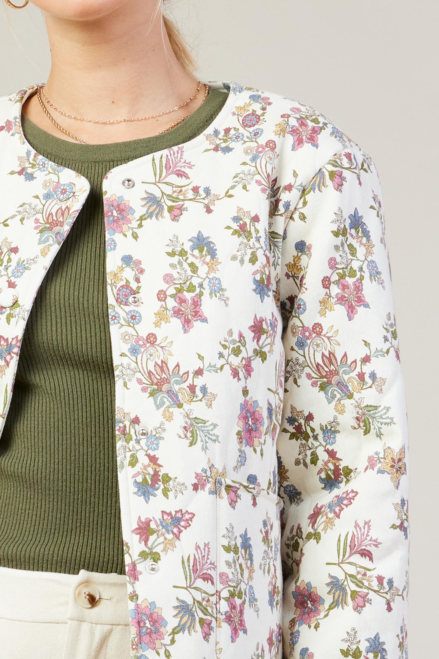 Floral Print Quilted Jacket