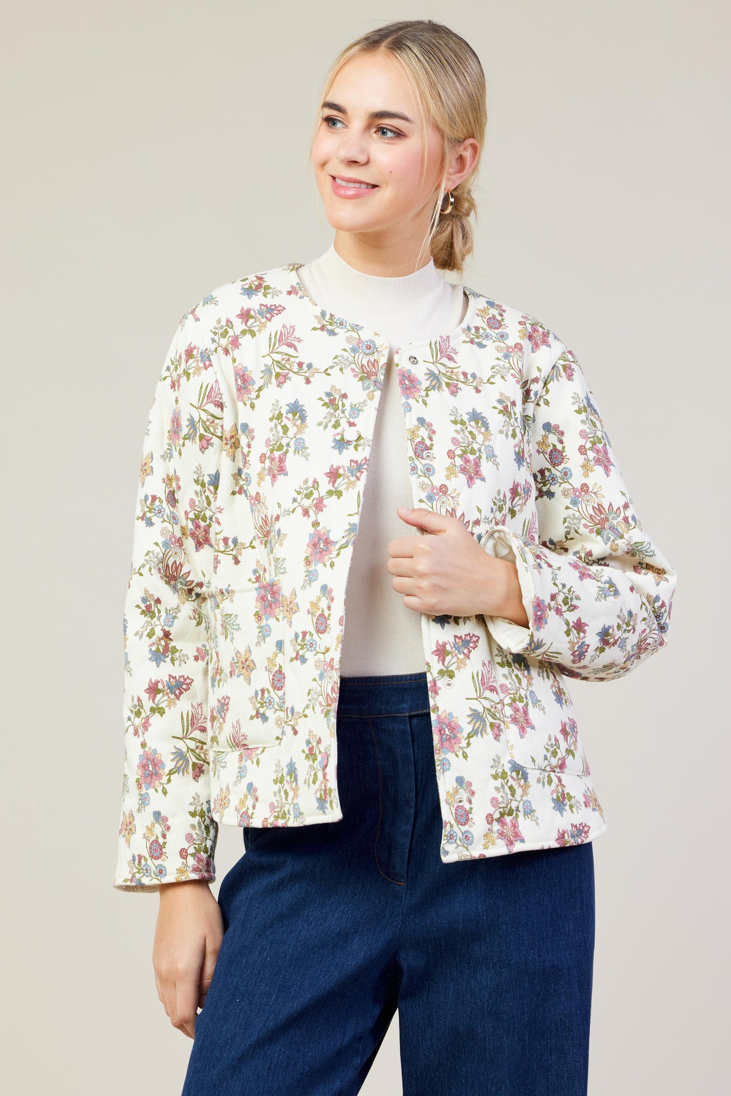 Floral Print Quilted Jacket