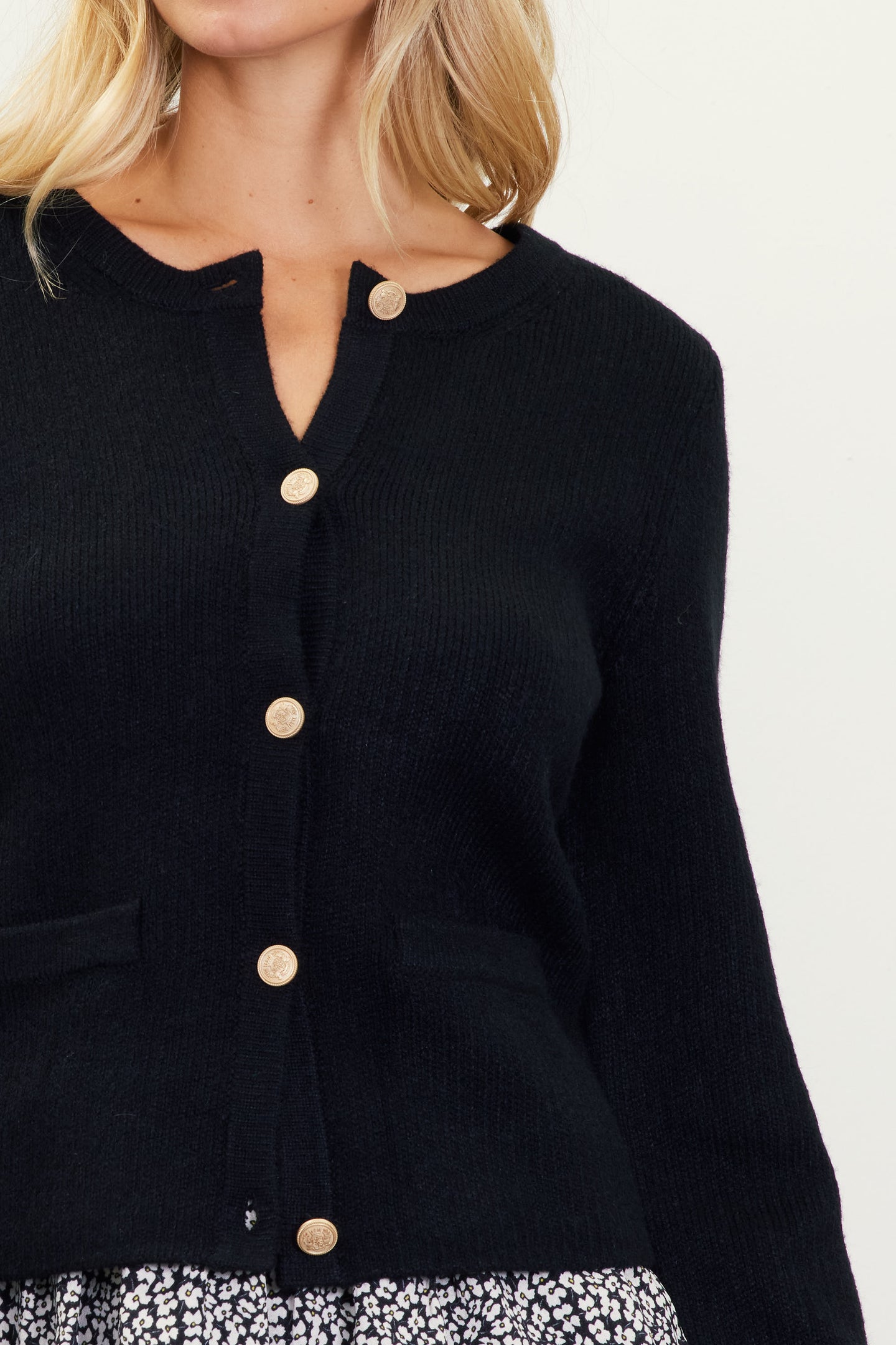 Round Neckline Button Down Cardigan