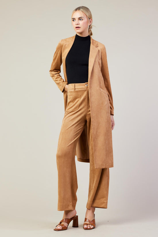 Faux Suede Wide Leg Pant