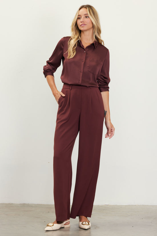 Pintuck Wide Leg Trousers