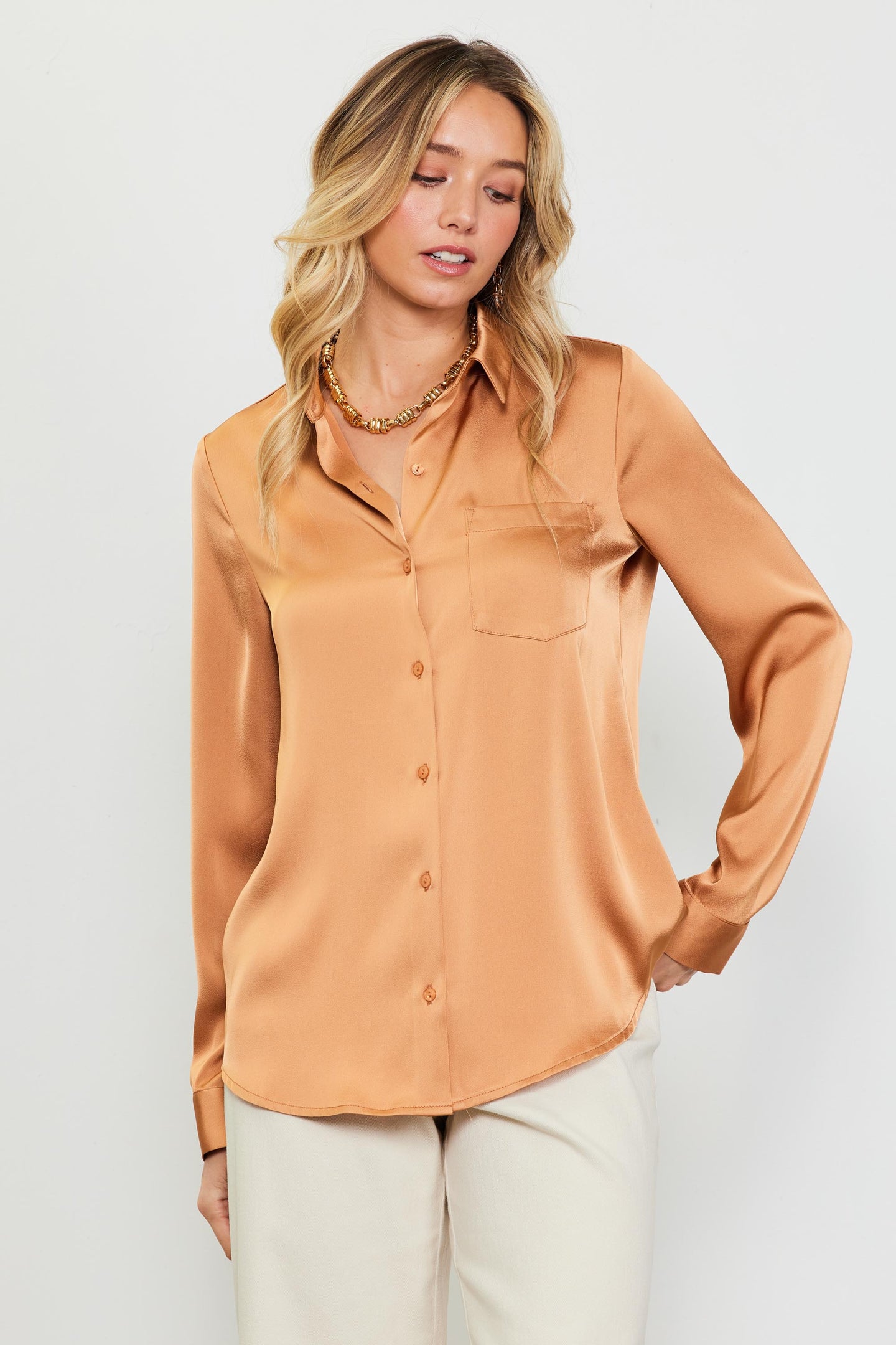 Satin Button Down Top