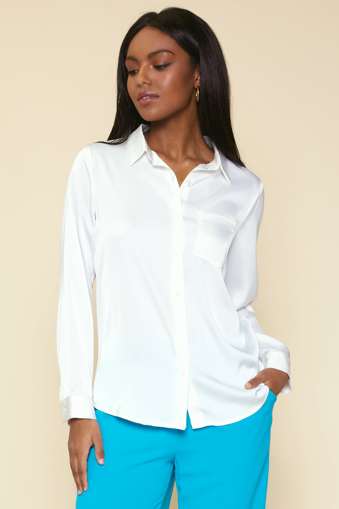 Satin Button Down Shirt