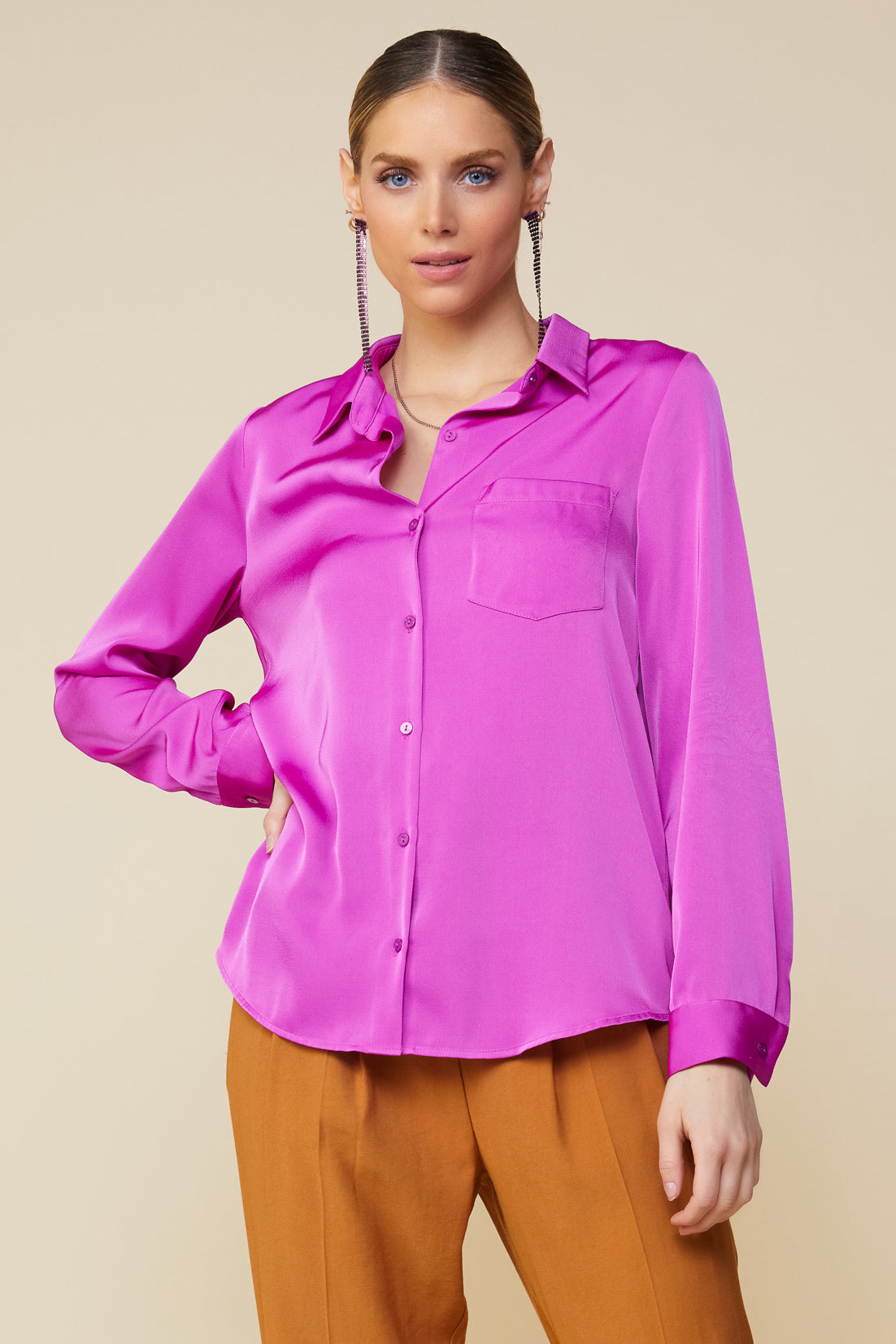 Satin Button Down Shirt