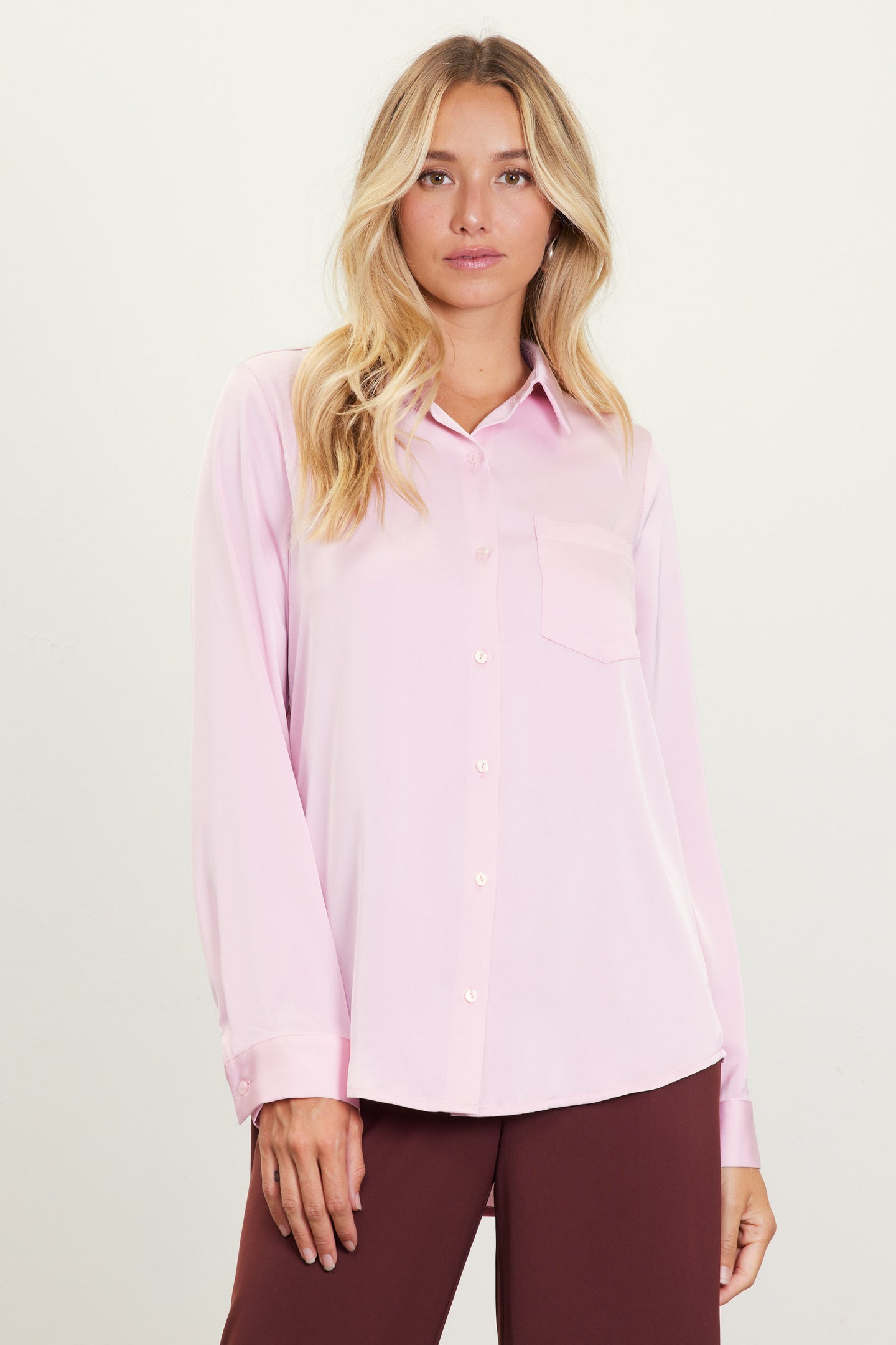 Satin Button Down Top