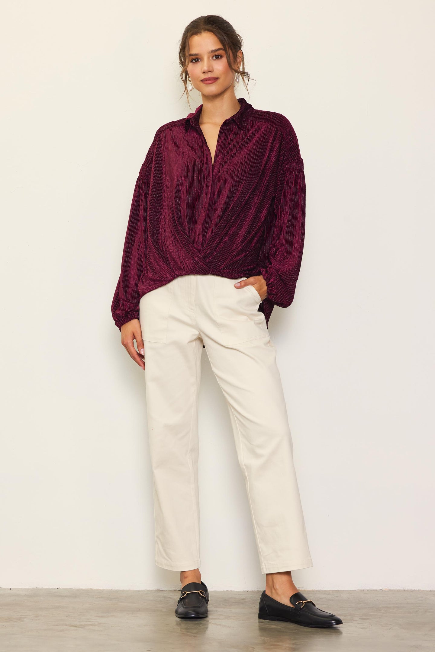 Velvet Buttondown Top