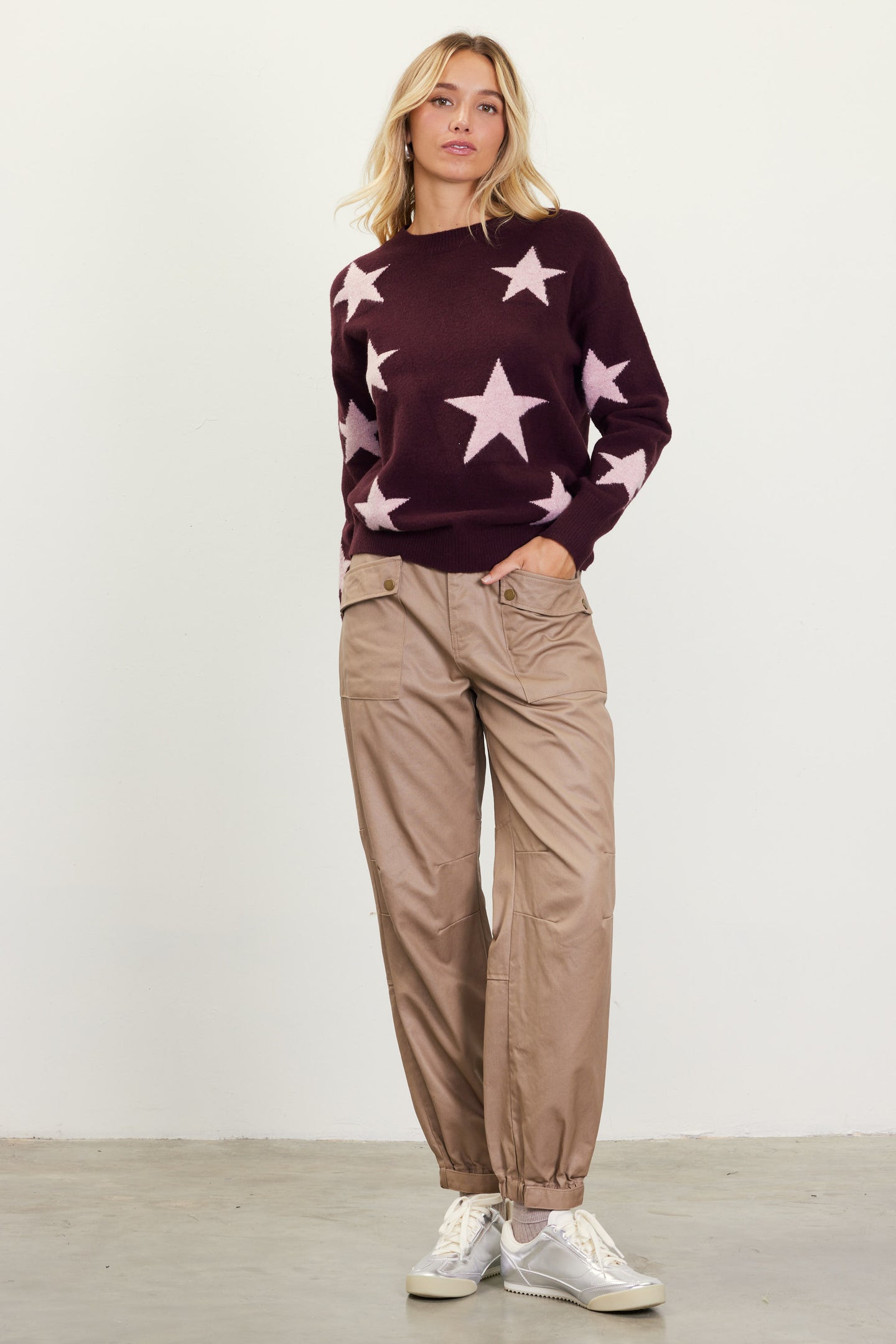 Lurex Star Print Sweater