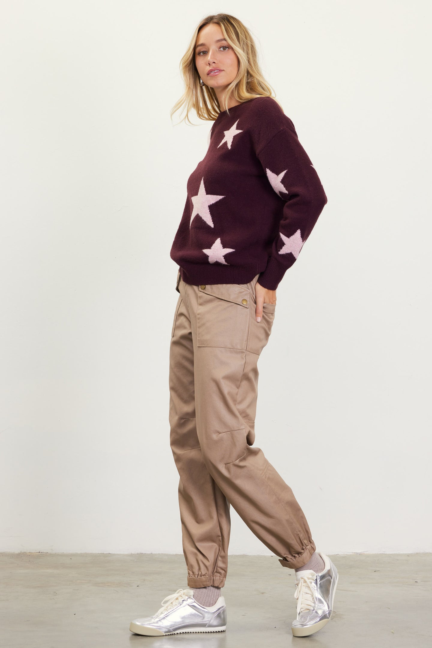 Lurex Star Print Sweater