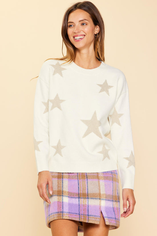 Lurex Star Print Sweater