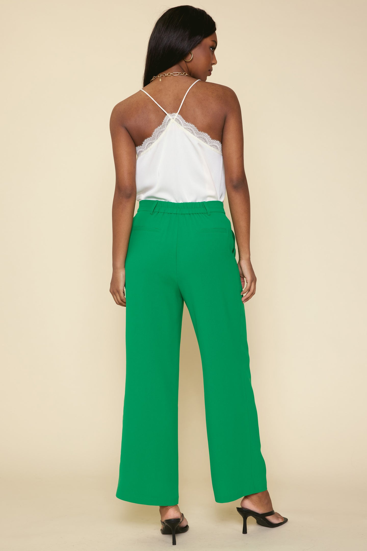 Pintuck Wide Leg Trousers