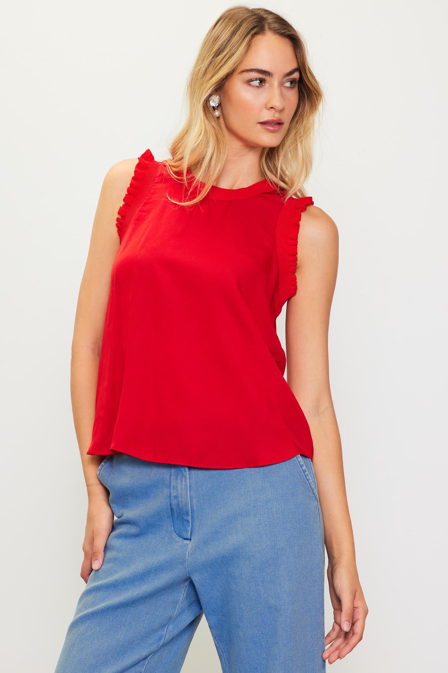 Ruffle Detail Woven Top