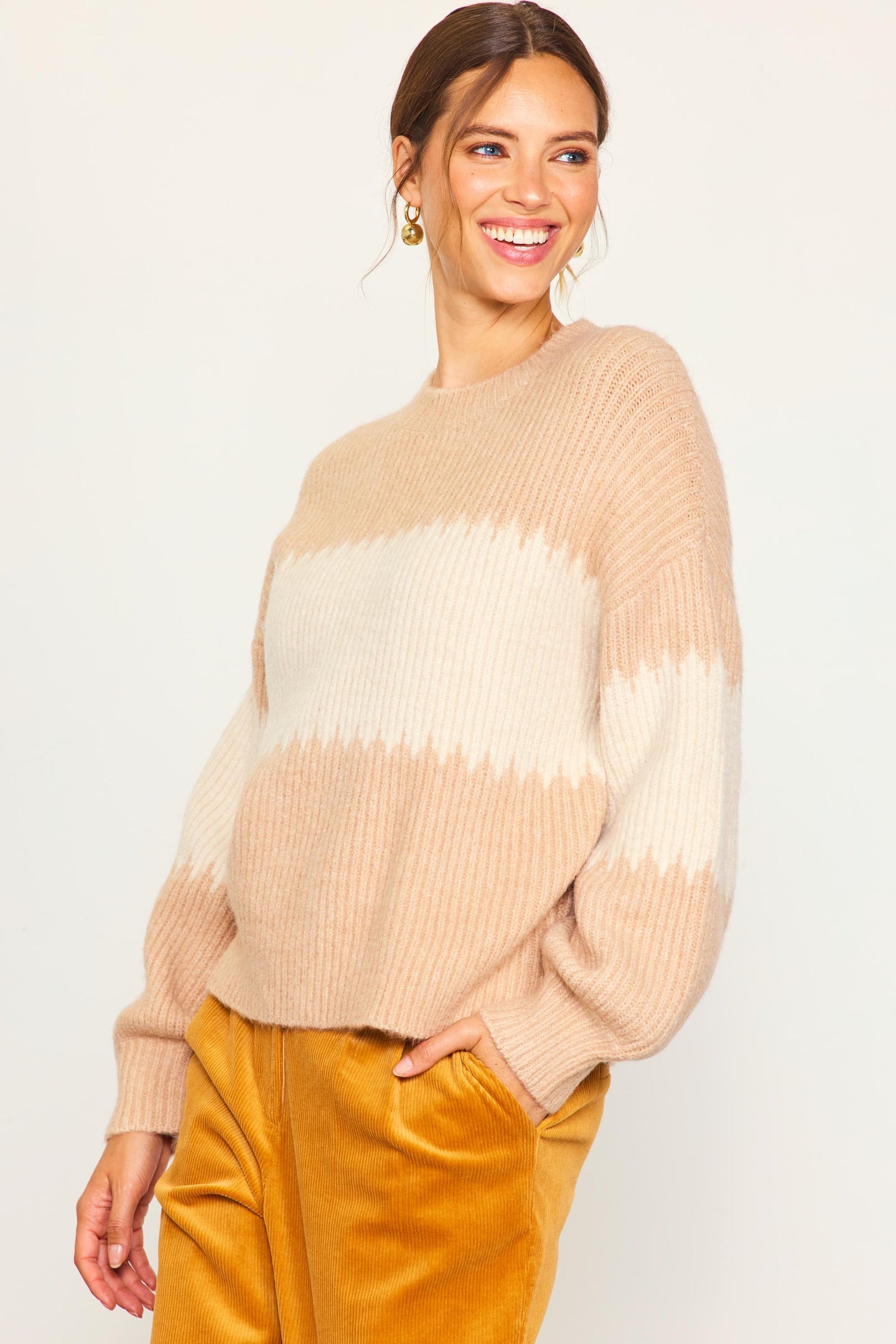 Two Tone Mock Neck Sweater