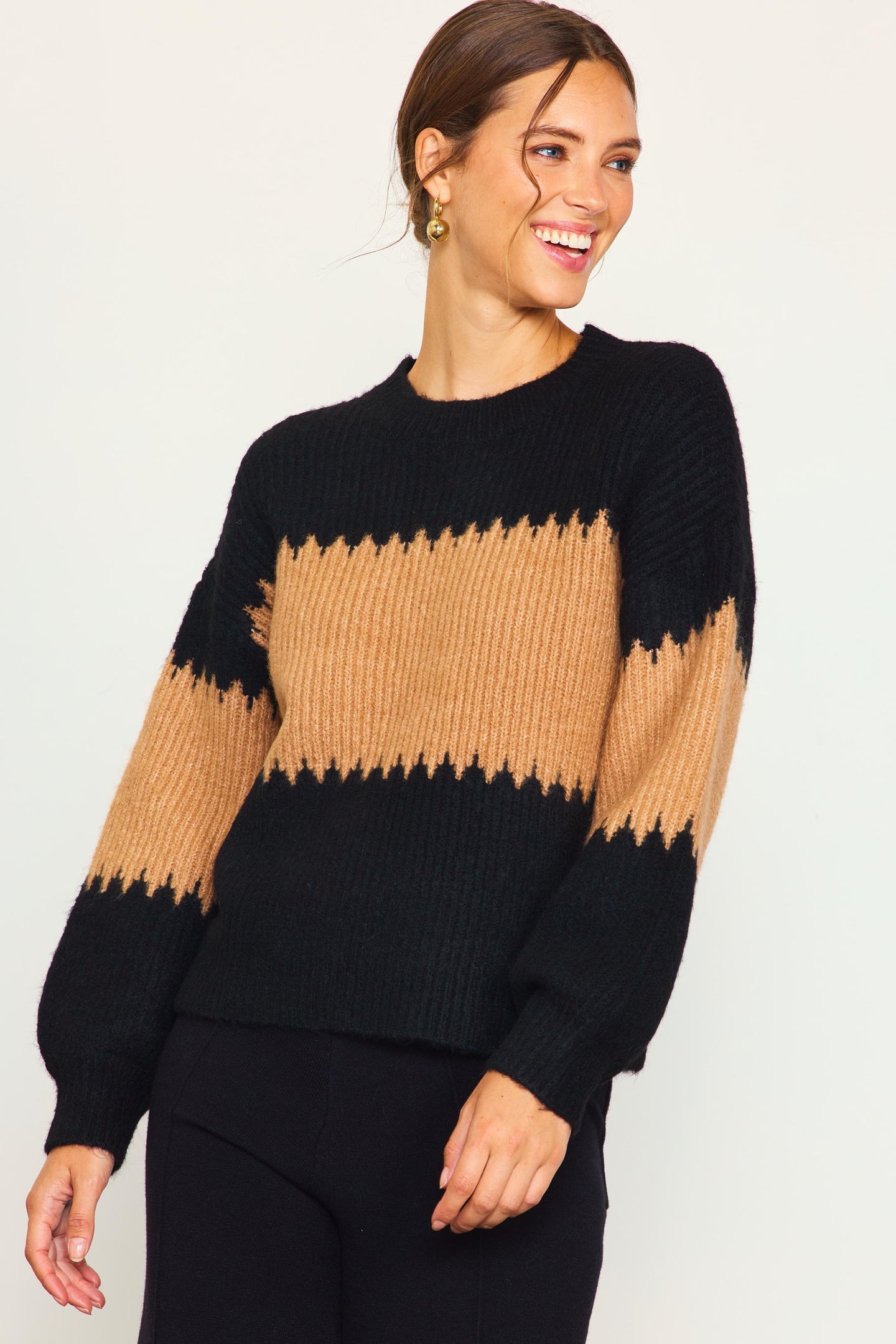 Two Tone Mock Neck Sweater