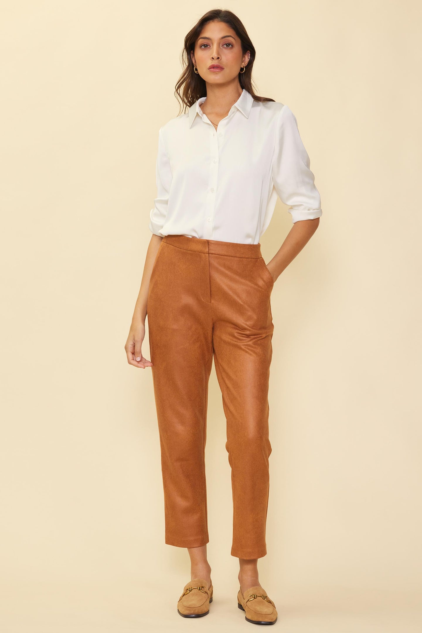 Coated Ponte Pants