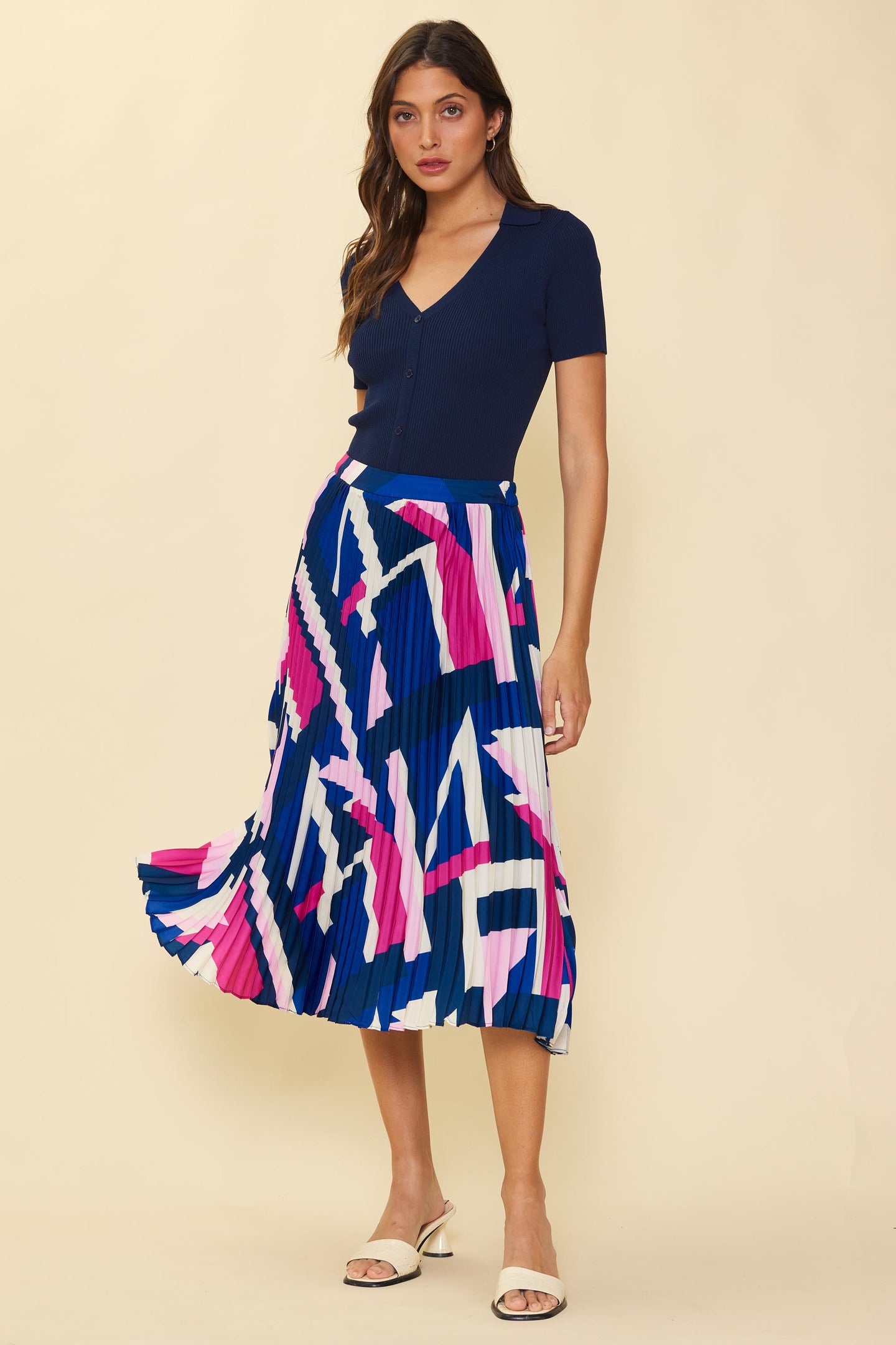 Geo Print Pleated Skirt