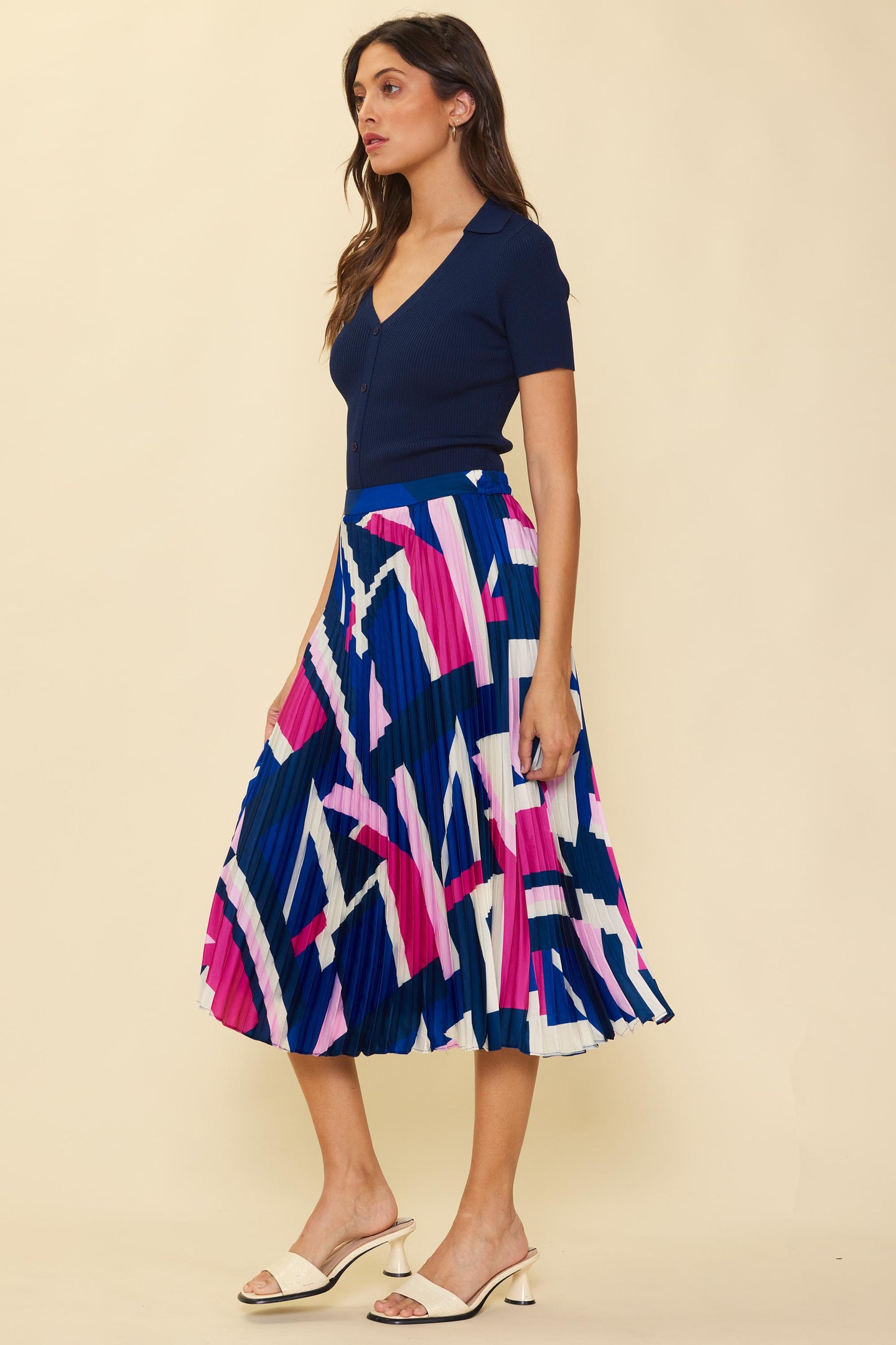 Geo Print Pleated Skirt