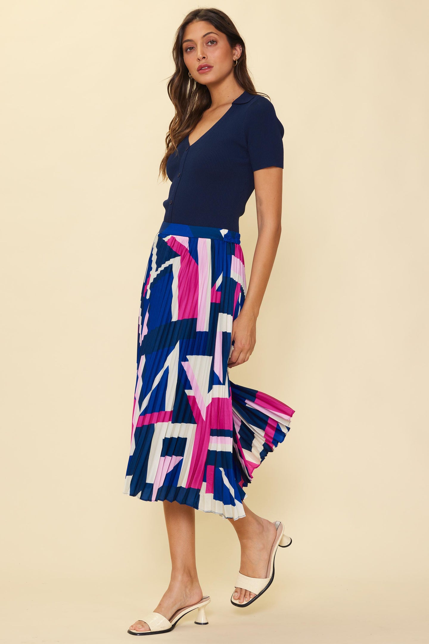 Geo Print Pleated Skirt