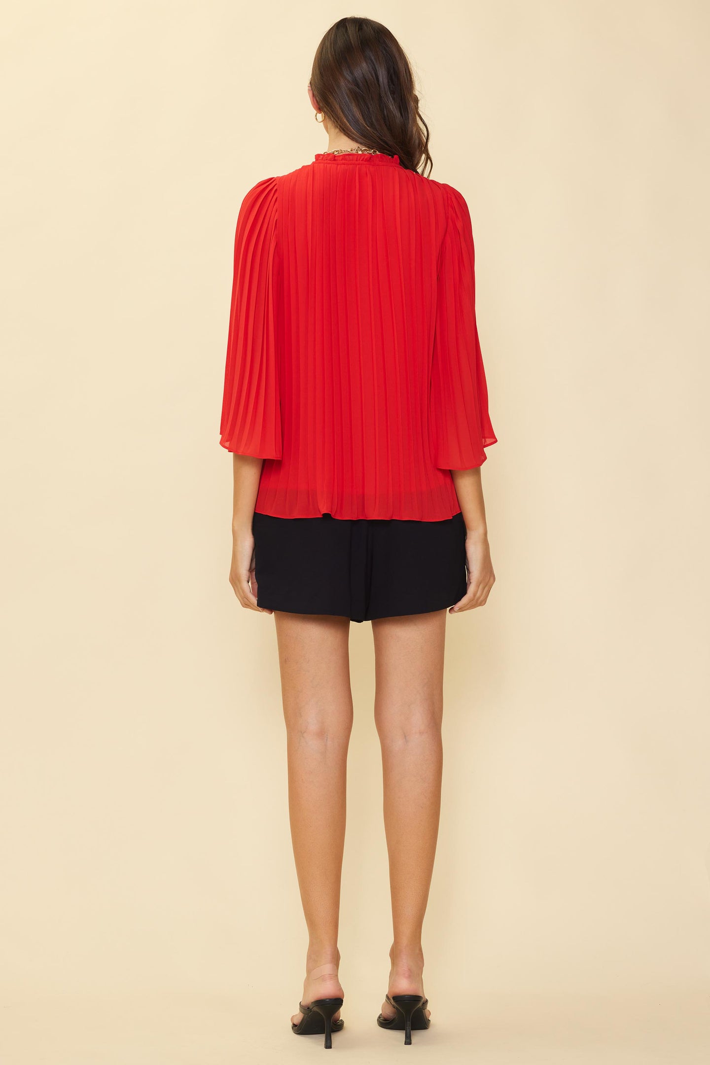 Pleated Ruffled Trim Top