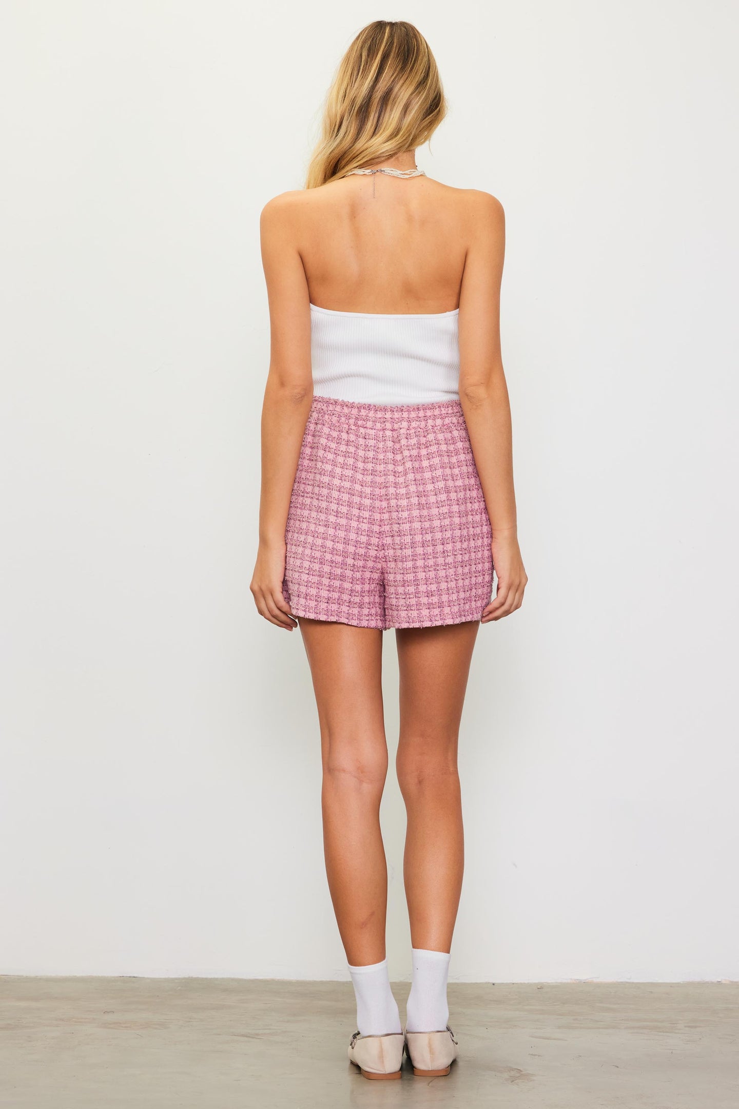 Tweed Box Pleat Shorts