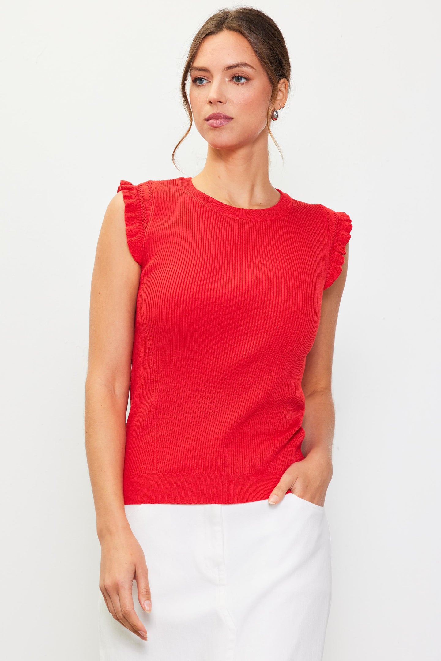 Ruffle Sleeve Knit Top