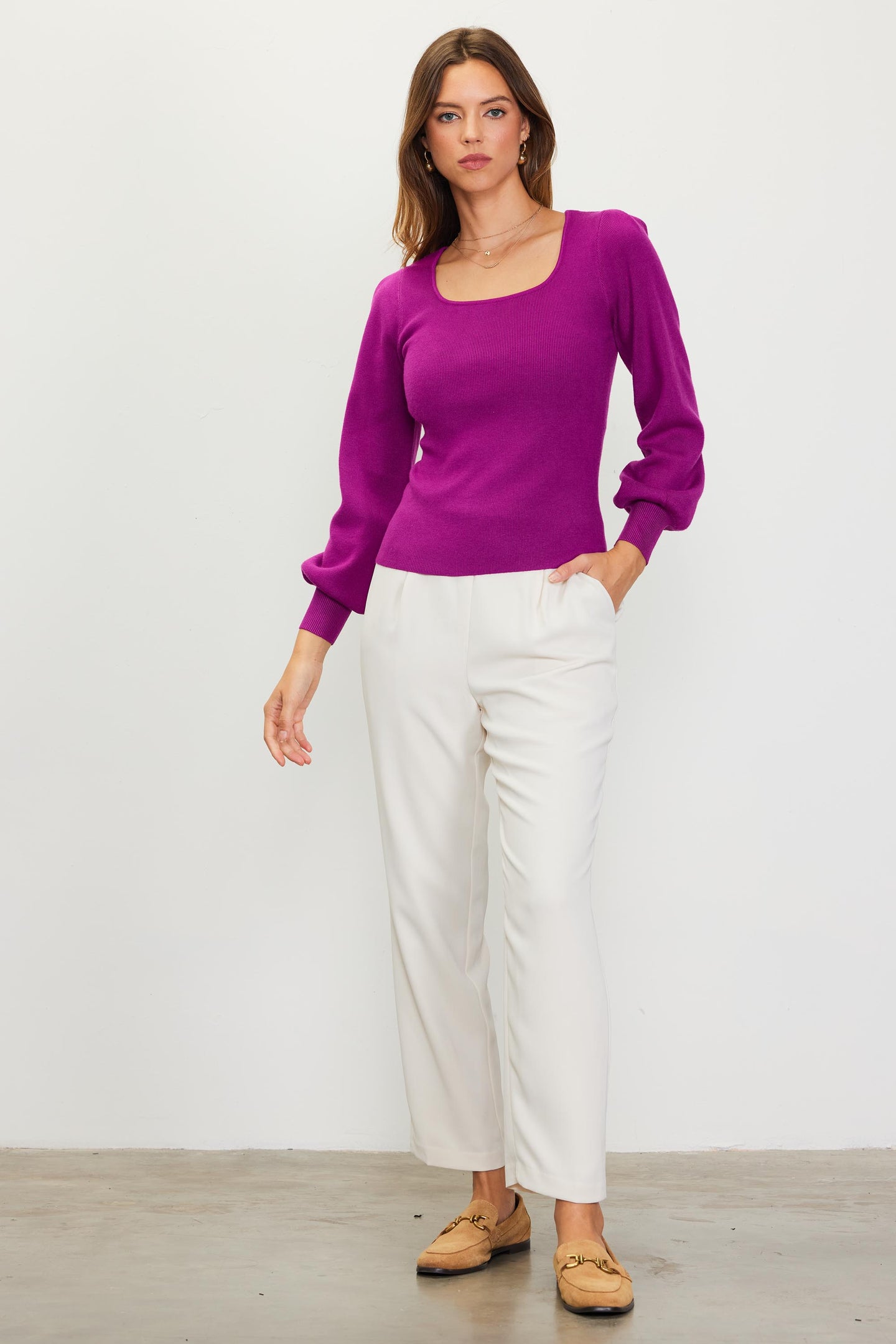 Longsleeve Square Neck Sweater Top