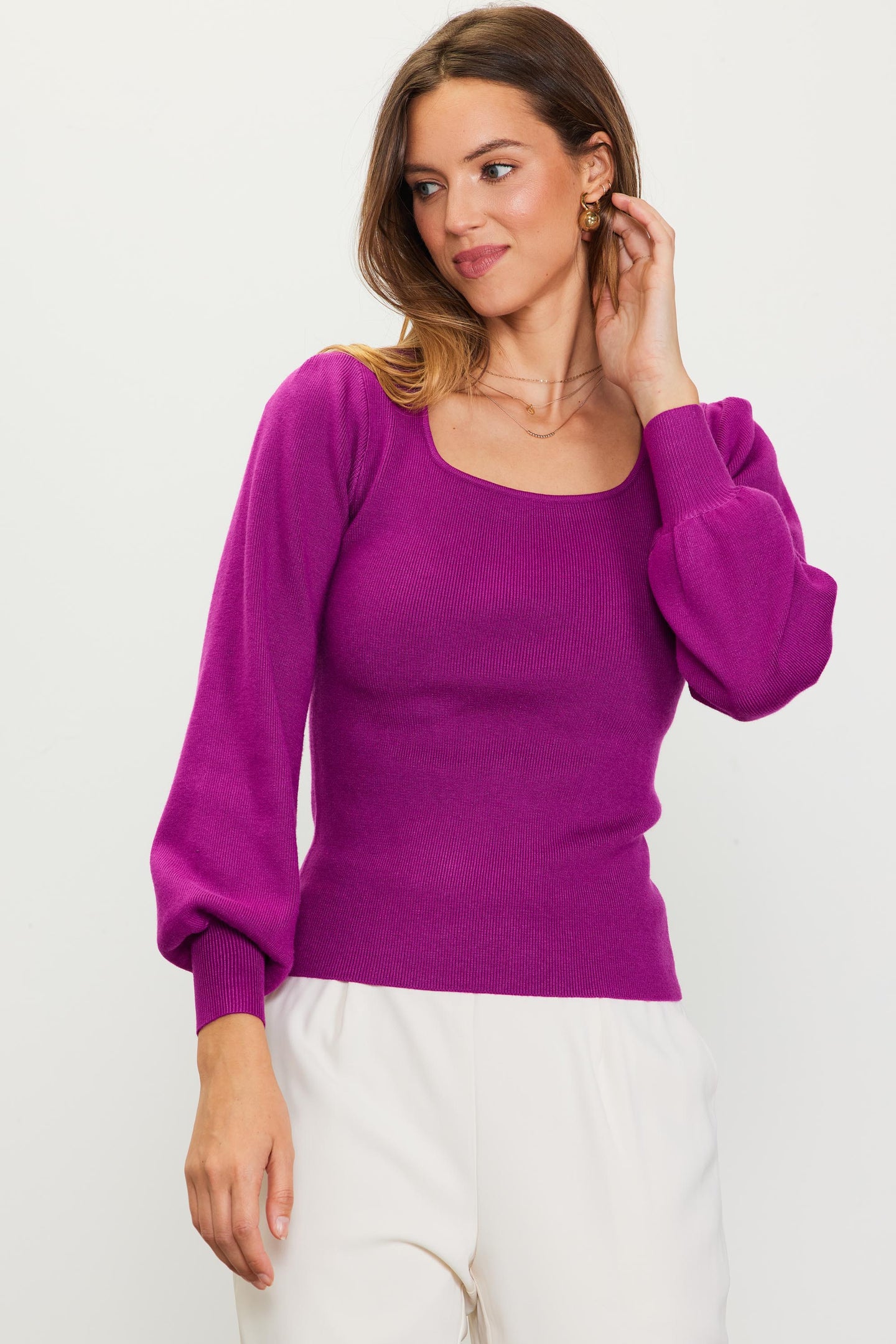 Longsleeve Square Neck Sweater Top