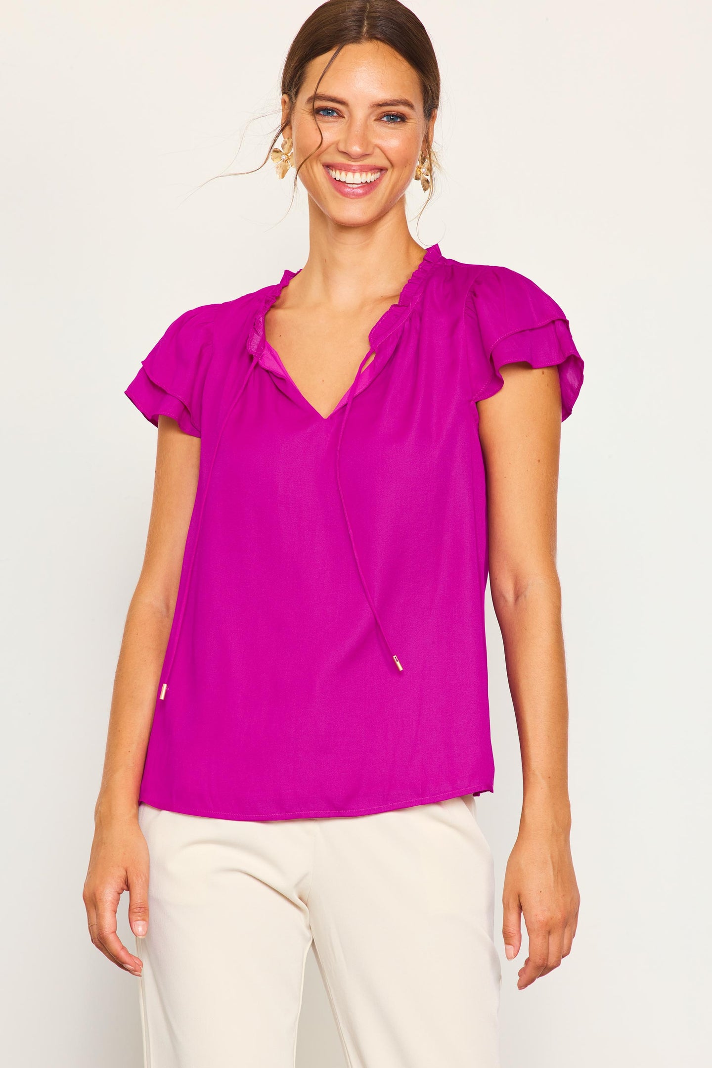 Satin Ruffled Detail Top