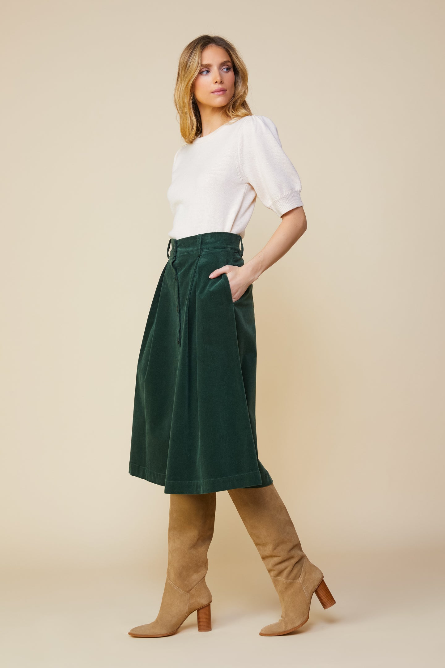 High Waisted Corduroy Skirt