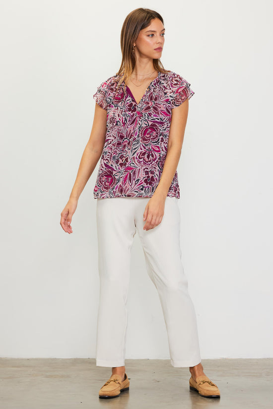 Anemone Print Ruffle Top