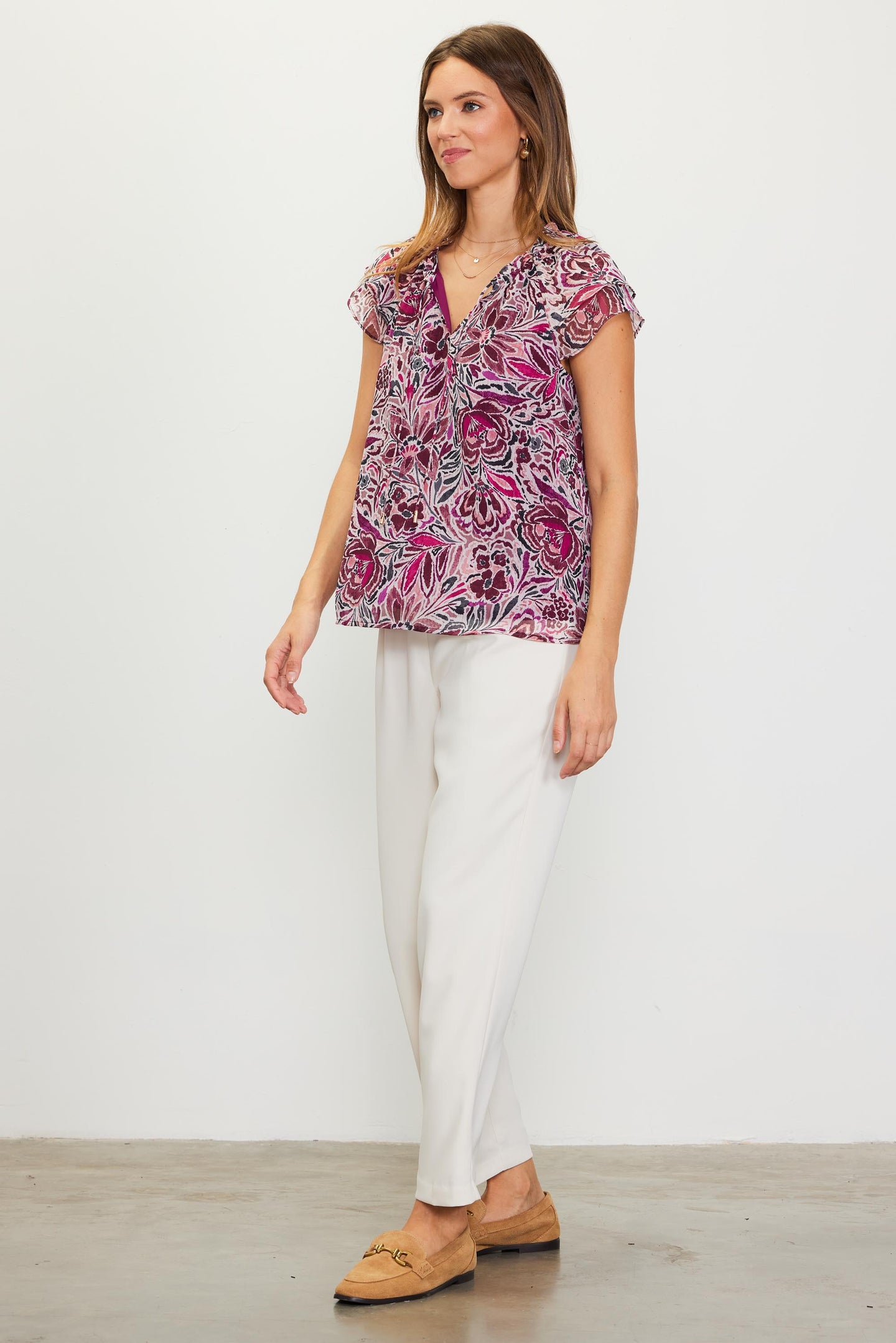 Anemone Print Ruffle Top