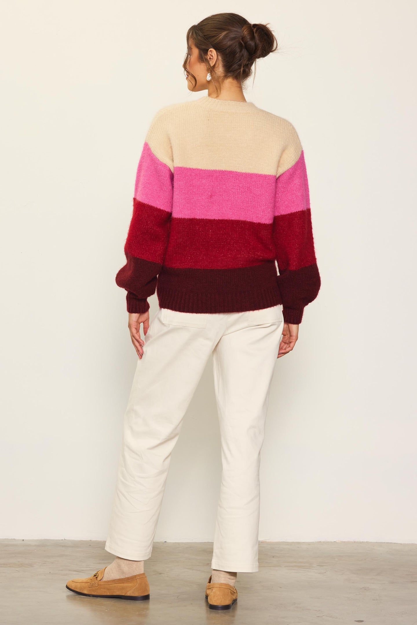 Drop Shoulder Color Block Sweater