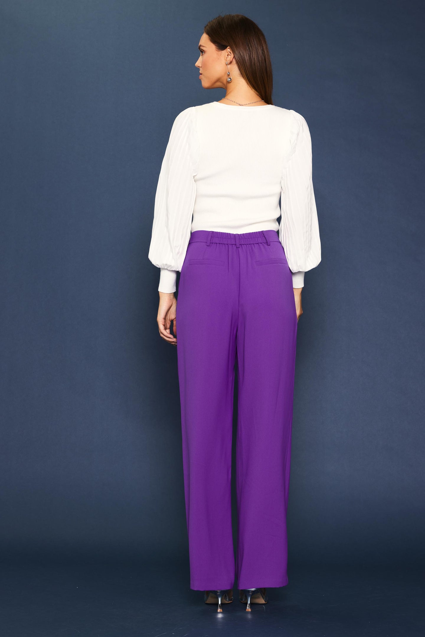 Pintuck Wide Leg Trousers