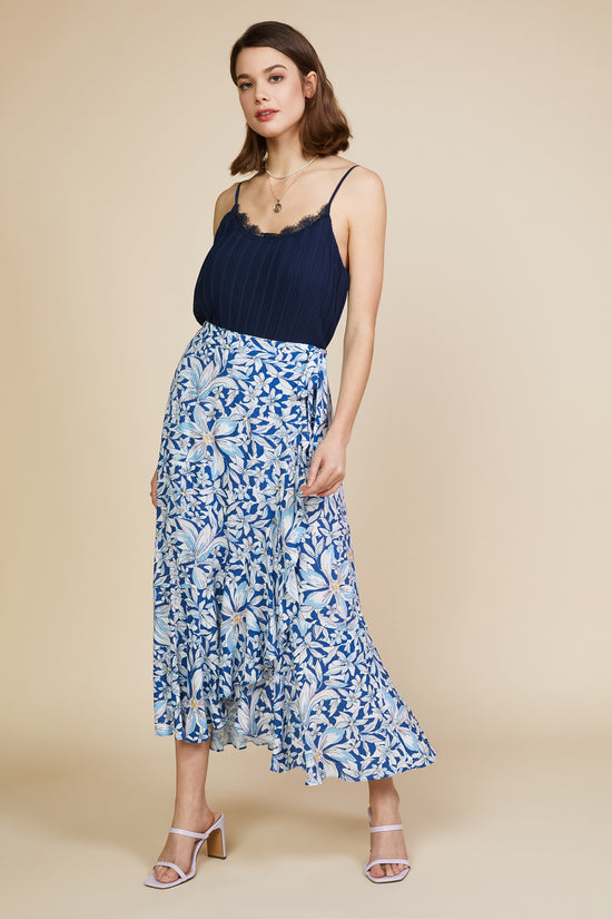 Floral Print Ruffled Wrap Skirt